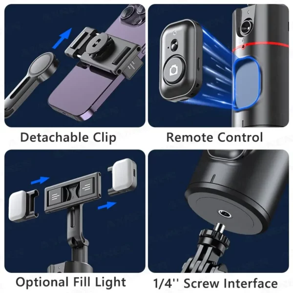 AXNEN-Stabilisateur de cardan de suivi de bureau, monopode, rotation à 2023 °, télécommande, photographie en direct Tiktok, nouveau, 360 – Image 6