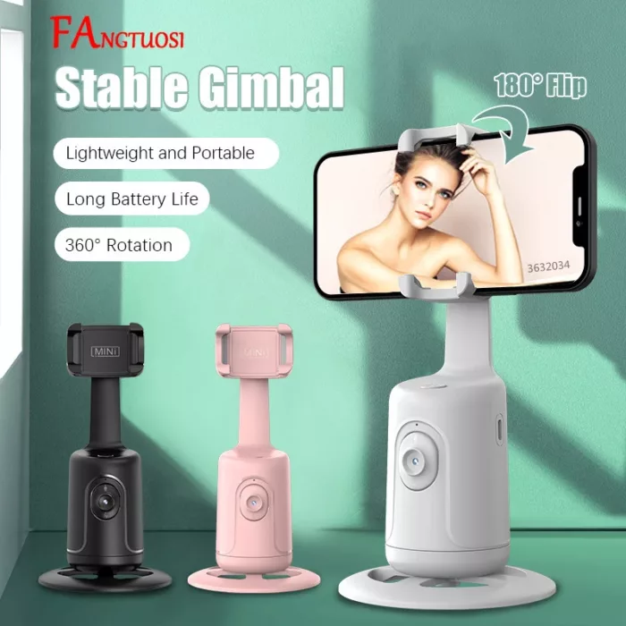 FANGTUOSI-Stabilisateur de cardan de suivi à rotation 2024, monopode, cardan de suivi de bureau, adapté à la photographie en direct Tiktok, nouveau, 360