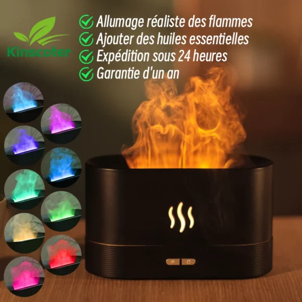 Kinscoter – diffuseur d'arôme, humidificateur d'air ultrasonique, brumisateur Led, lampe à flamme d'huile essentielle