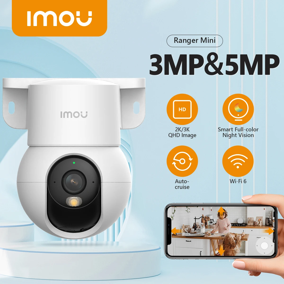 IMOU Ranger Mini 3/5MP IP Camera 360° Human Detection Baby Monitor Home Security Night Vision Surveillance Wireless Wifi Camera